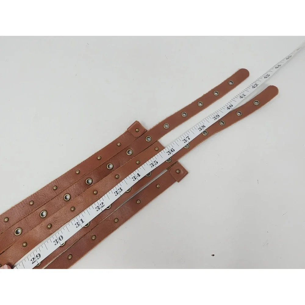 Vintage Brown Leather Waist Cincher Belt Women's L/XL Ren Faire Studded Y2K